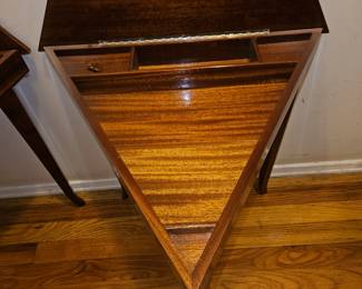 Vtg Inlaid Triangle Musical Tables!
