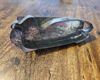 Antique Handmade Primitive Dark Tin Folk Art Cutter w/ Handle Duck