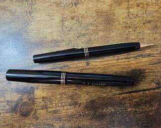 Vtg. Wahl Eversharp Black Fountain Pen Gold Trim No Ink w/ Mechanical Pencil 