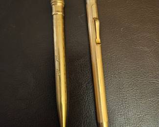 Vtg. Wahl Eversharp Gold Filled Mechanical Pencil & Vtg. Ingersoll Redipoint Rolled Gold Mechanical Pencil Art Deco Design 