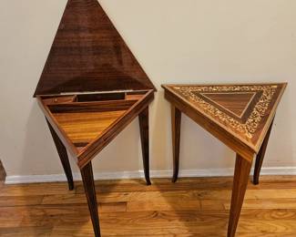 Vtg Inlaid Triangle Musical Tables!