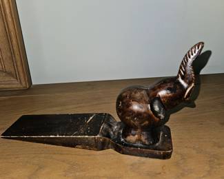 Vintage Carved Wood Elephant Door Stop!