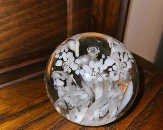 Artist Signed Hand Blown Clear Glass Paperweight!

