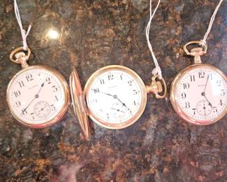 Elgin Pocket Watches: 7 Jewels 16 Size #18389257, Hunting Case 16S 17 Jewels #15937814, 16s 17 Jewels #19574083!