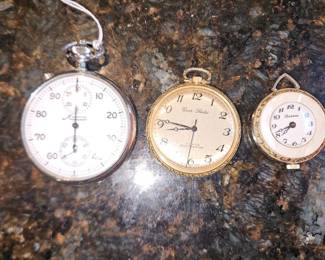 Minerva Stopwatch 16 Size 11 Jewels,  Ever Swiss 17 Jewels Shock Resistant Pocket Watch, Lucerne Pendant Watch!