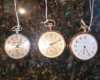 Illinois Pocket Watches: 12 Size 17 Jewels #4895662, 16 Size 17 Jewels Swingout Case #3628603, 16 Size 17 Jewels #3081137!