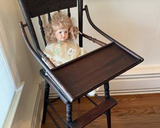 VINTAGE HIGHCHAIR WITH DOLL 