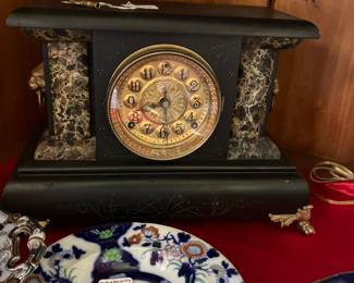 WELCH CLOCK AND 1800'S FLOW BLUE 