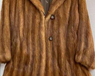  02 Brown Mink Coat, Small, Upper Thigh Length