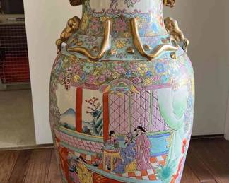 Large Asian Inspired Floor Vase 
