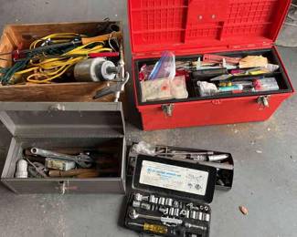 Assorted Tools And Tool Boxes