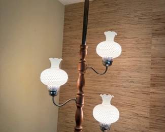 Vintage 3 Milk Glass or Fenton Glass Floor to Ceiling Lamp Post -