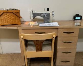 NECCHI sewing Machine, Cedar Chest,Sewing Stand Drawers, Chair and Complete Sewing machine and Accessories