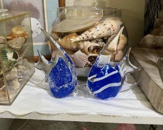 Sea shells and Hand-blown Glass