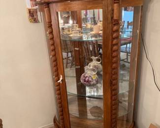 Oak 4/5 Shelved  3 Beveled Glass Lighted