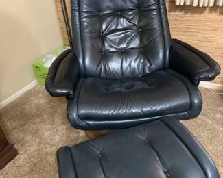 DANISH FurnitureLeather swivel and rocking chair and ottoman GREAT condition