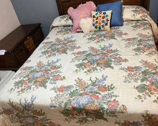 Mid- Century Headboard and Bed - Mattress, Box Springs and Frame    VERY CLEAN for SALE