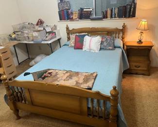 Full/ Double Bed - Mattress,Box Springs, headboard and Footboard with night stand and charming side lamp