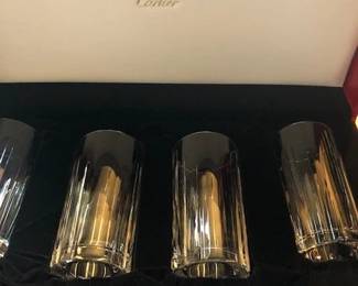 Signed Cartier drinking glasses in original case
