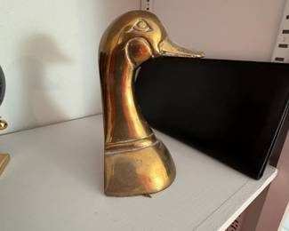 Brass duck bookend