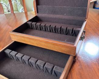 Flatware case with drawer, some wear and minor chips, 5.5" x 15" x 11"