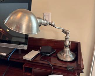 Brushed chrome adjustable desk lamp
