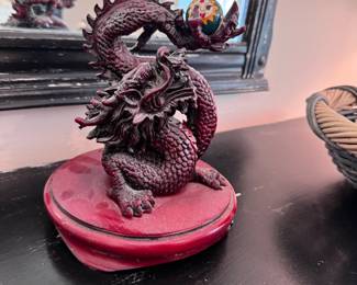 Resin dragon figurine 7"H
