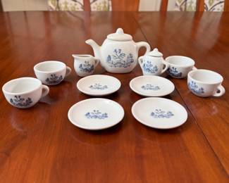 Child's play tea set, blue and white