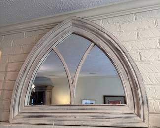 Pottery Barn-style Gothic window frame with mirror 28"H x 32"W