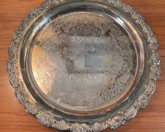 Oneida silverplated round tray, some scratches, 14"