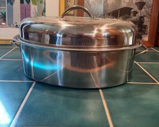 Oval stainless roaster, some wear 15"L