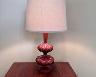 Sculpted burnt red table lamp (heavy resin)  28"H x 13"W