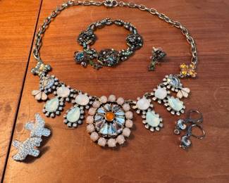 Group of costume jewelry with necklace, earrings, bracelet