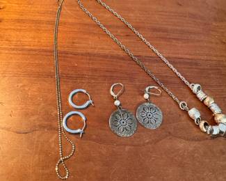 Short necklaces and earrings, most are sterling