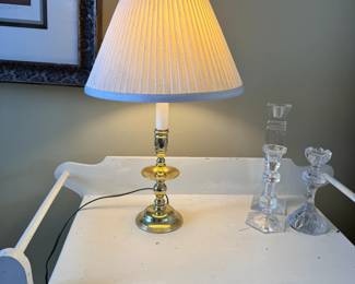 Small brass table lamp, shade has aged and needs replaced 20"H