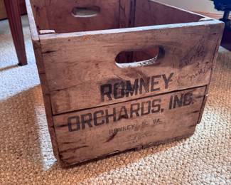 Romney Orchards wooden crate 12"H x 18"L x 11"D