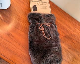 Bottled Poetry faux fur wine bag with tags