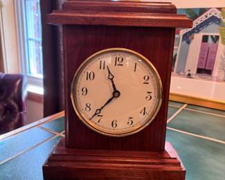 Solid wood mantle clock, battery-operated 11"H x 9.5"W
