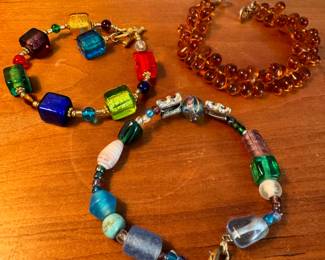 Glass and artisan-made bracelets