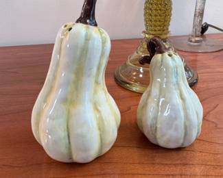 Ceramic gourd salt and pepper, tallest is 4"