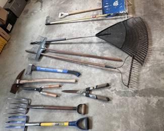 Group of yard tools, some show some wear, but in overall good condition