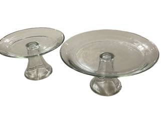 Matching tiered serving plates on pedestals
