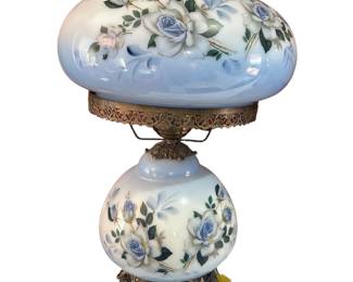 Beautiful parlor glass lamp with painted flowers