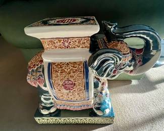 Terra-cotta elephant garden seat
