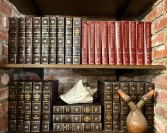 Shelves beside fireplace 