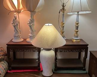 Living room - side tables, coffee table, lamps