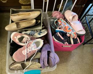 Lots of shoes in master bedroom