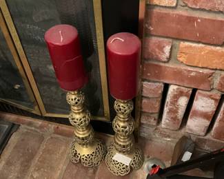 Candle set on fireplace