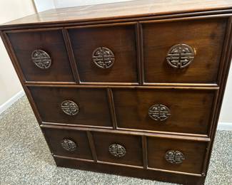 Oriental dresser with two extra drawer pulls