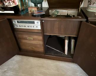 Radio, drawers & record storage 